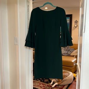 Green Calvin Klein dress.